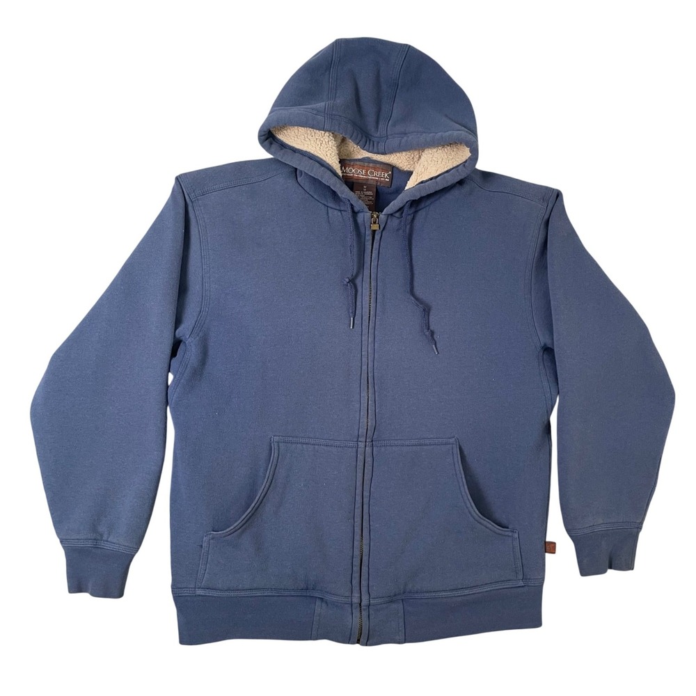 Moose Creek Legendary Outdoor Clothing Sherpa Lined Hoodie Navy Blue Medium